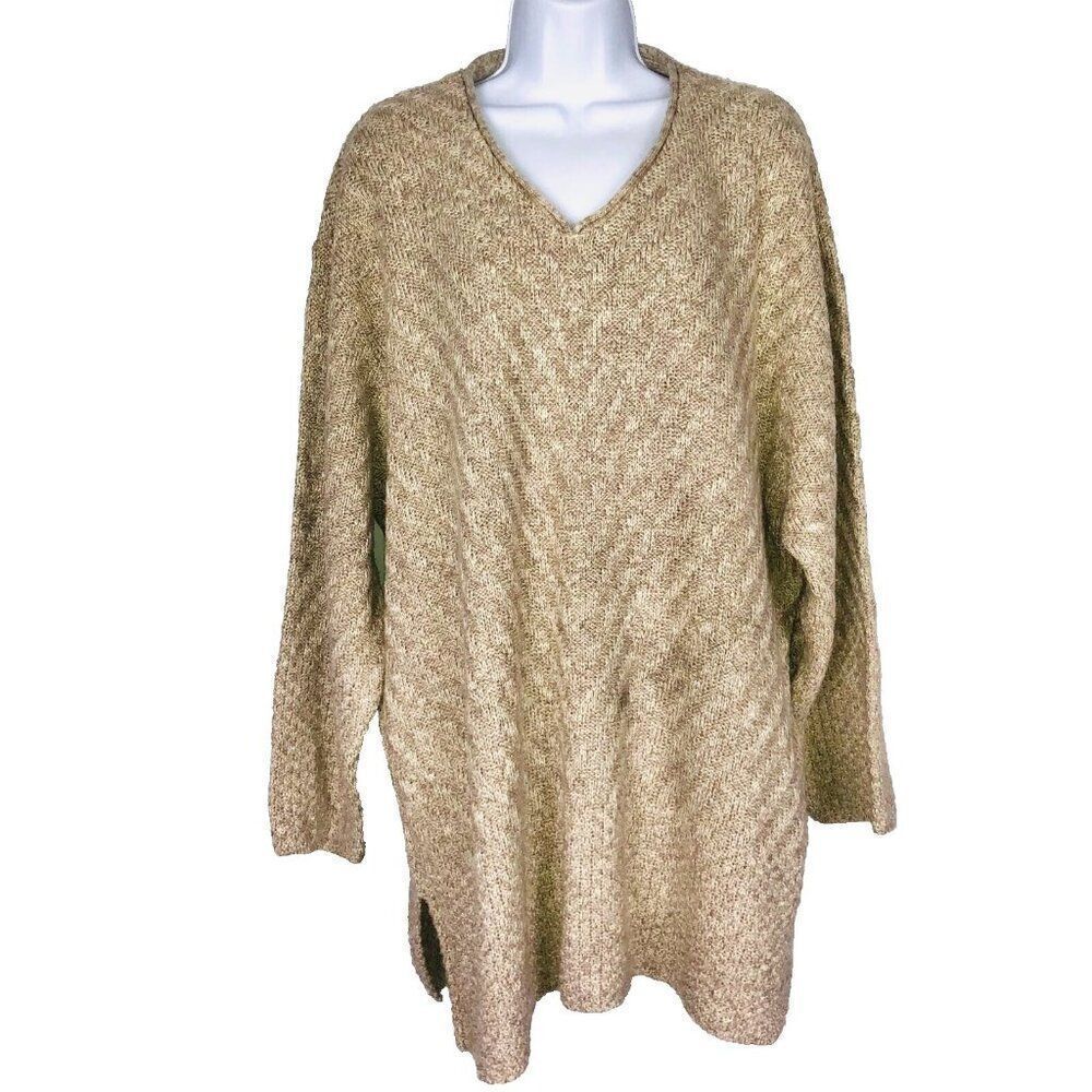 Vintage New York Laundry Womens Sweater 3X Brown Long Sleeve V Neck